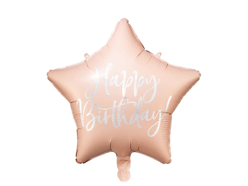 Light Power Pink Foil Balloon Happy Birthday Star – 16" - 1 pc