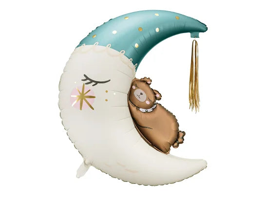 Teddy Bear on the Moon Blue Foil Balloon – 28x34" - 1 pc