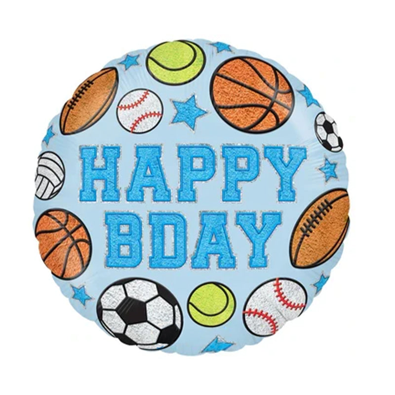 Happy Birthday Sports Foil Balloon – 18" - 1 pc