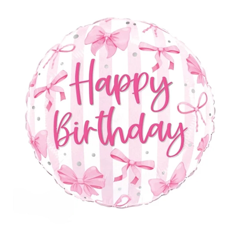 Happy Birthday Pink Bow Foil Balloon – 18" - 1 pc