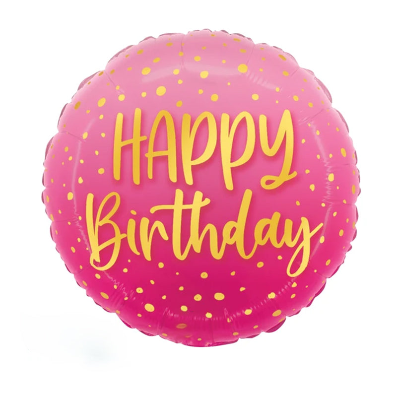 Happy Birthday Pink Foil Balloon – 18" - 1 pc