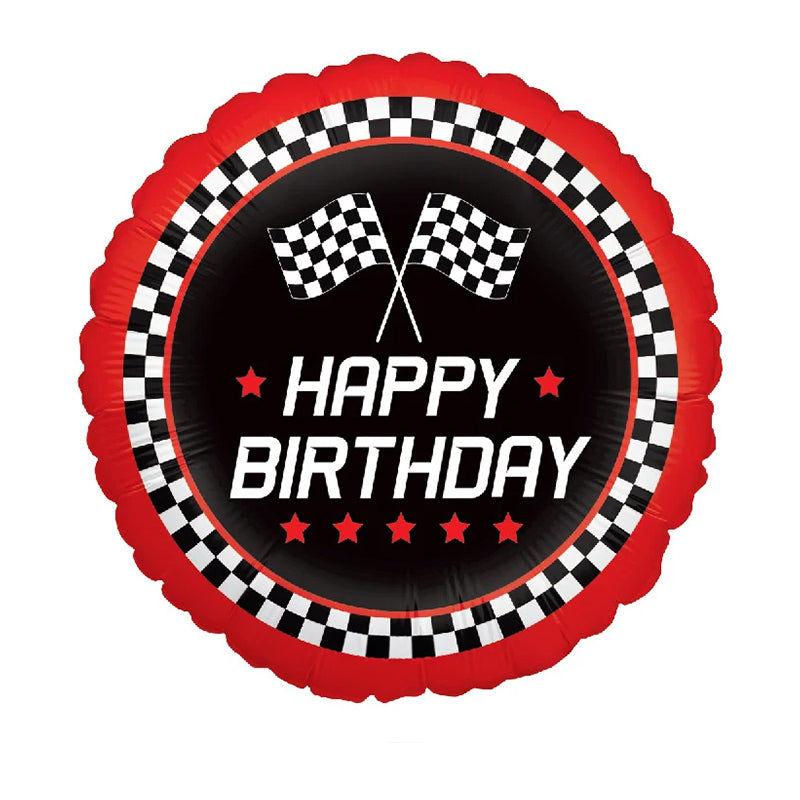 Happy Birthday Checkered Flag Foil Balloon – 18" - 1 pc