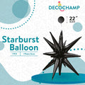 Black Starburst Foil Balloon – 22" - 1 pc