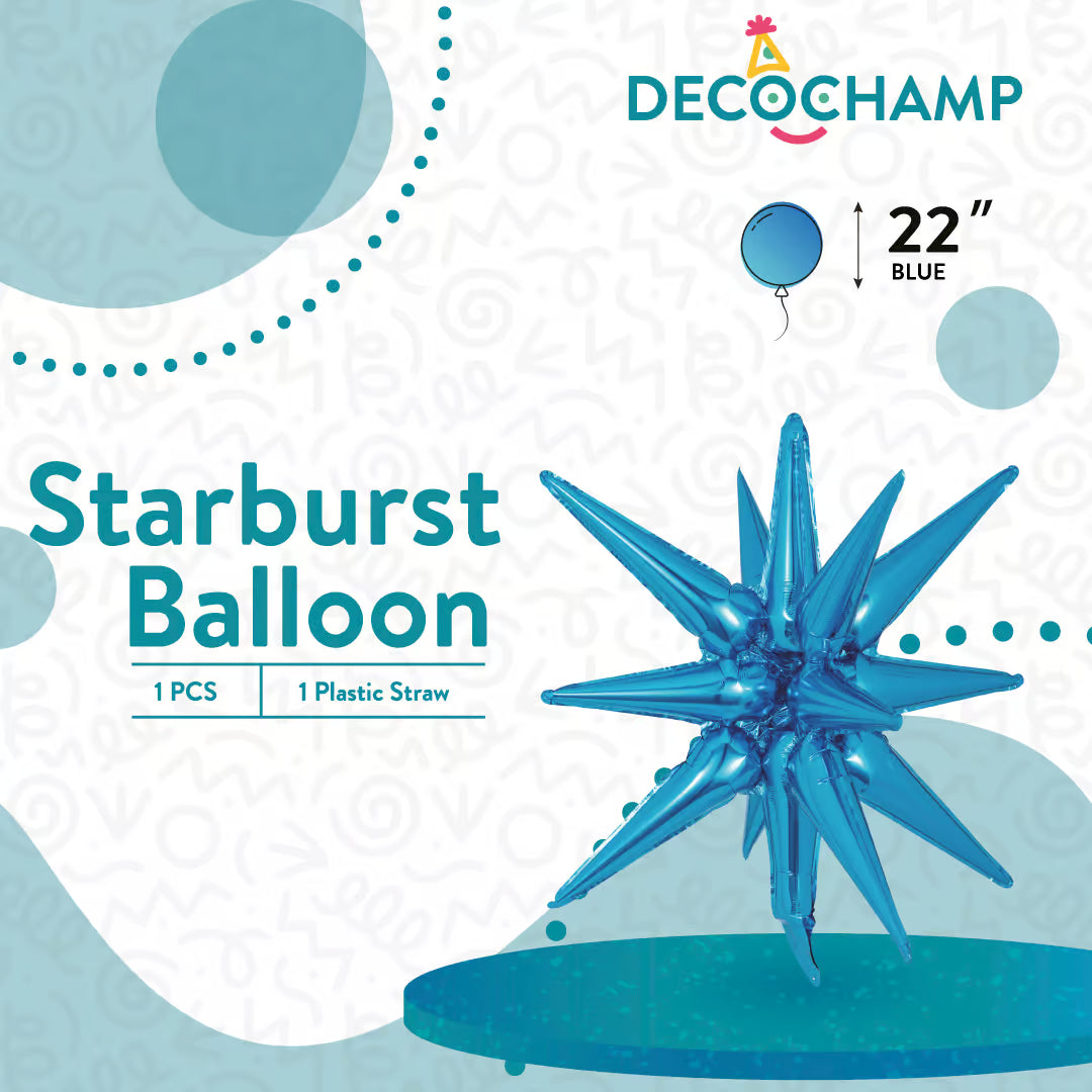 Blue Starburst Foil Balloon – 22" - 1 pc
