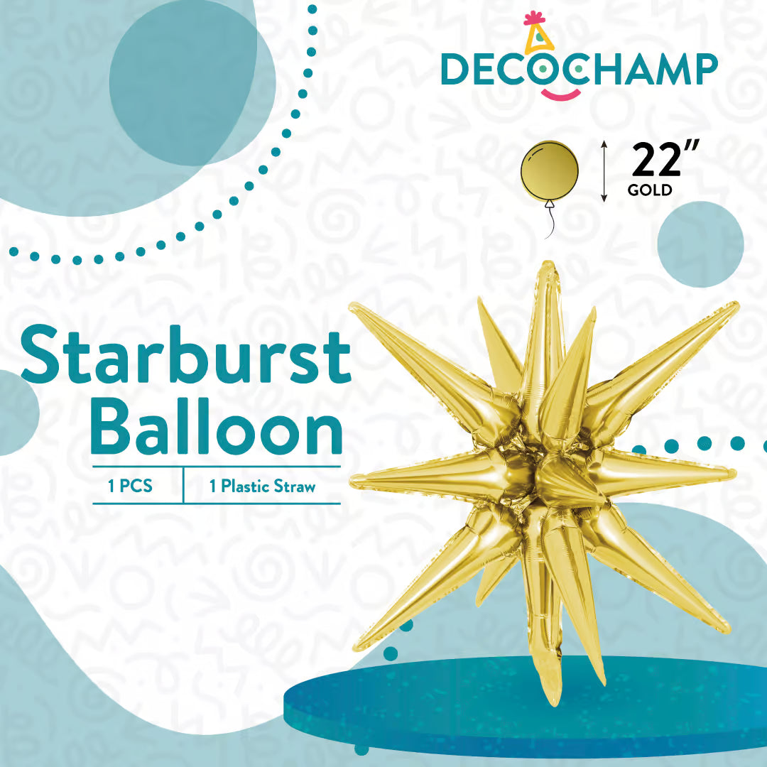 Gold Starburst Foil Balloon – 22" - 1 pc