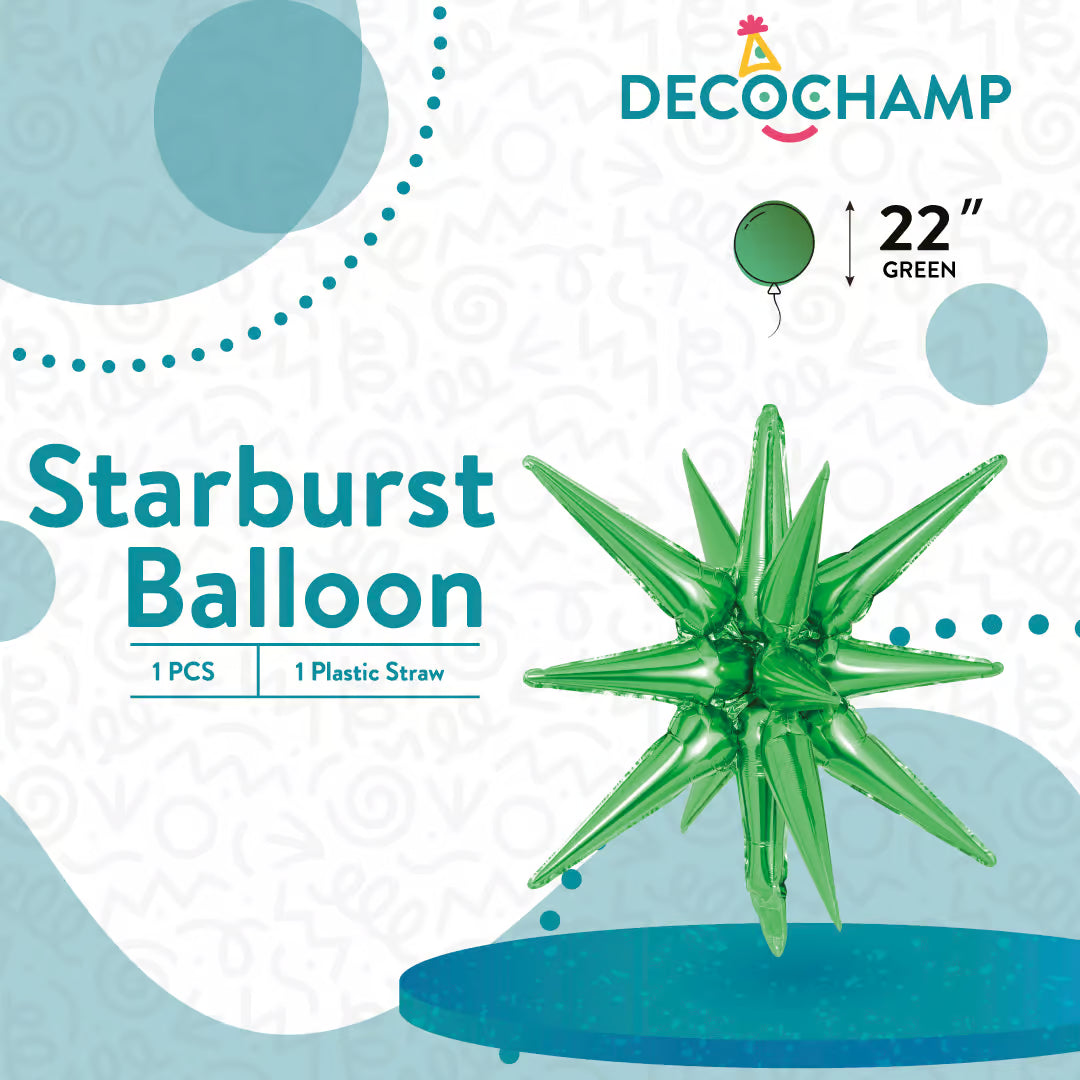 Green Starburst Foil Balloon – 22" - 1 pc