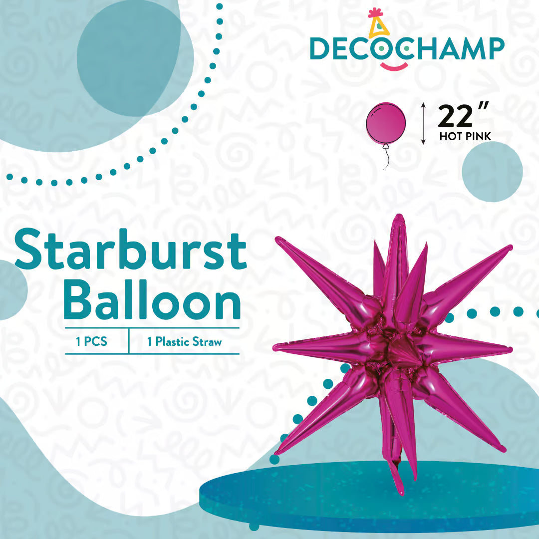 Hot Pink Starburst Foil Balloon – 22" - 1 pc