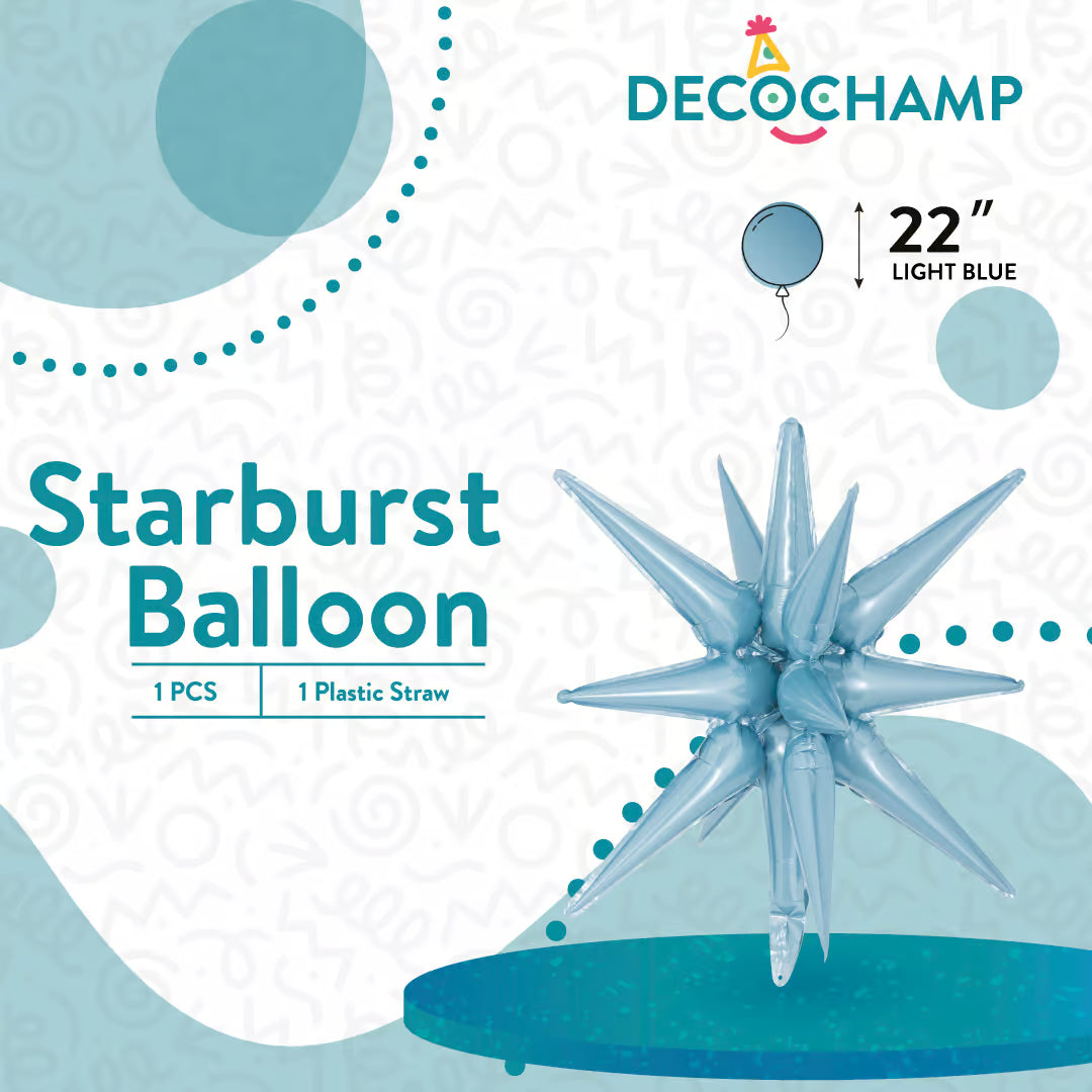Light Blue Starburst Foil Balloon – 22" - 1 pc