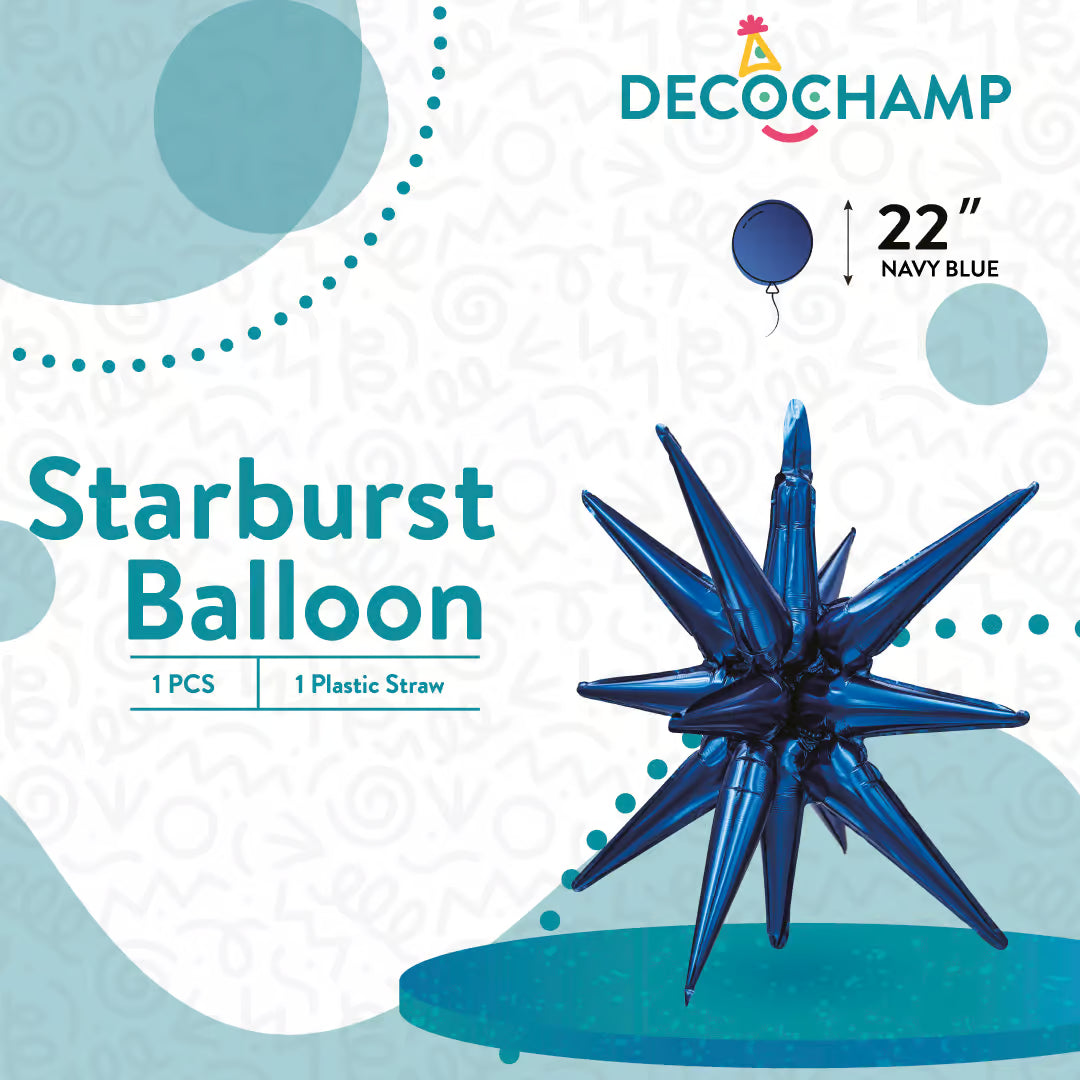 Navy Blue Starburst Foil Balloon – 22" - 1 pc