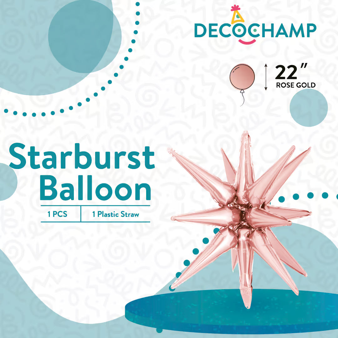 Rose Gold Starburst Foil Balloon – 22" - 1 pc