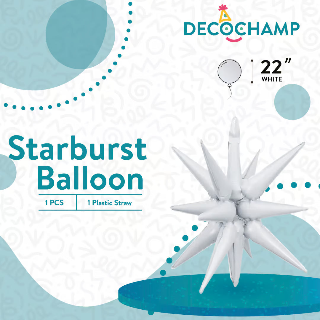 White Starburst Foil Balloon – 22" - 1 pc